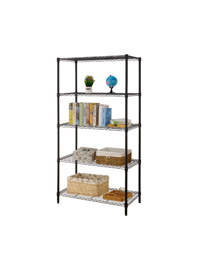 HoneyBee 5-Tier Free Standing Durable Wire Storage Rack Black 178 x 45 x 90 cm FW-901159C-1 - Image 2